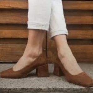 LOQ Womens Villa Suede Pump Block Heels Dress shoes sz 39/8